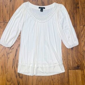 White House Black Market XS Ivory top